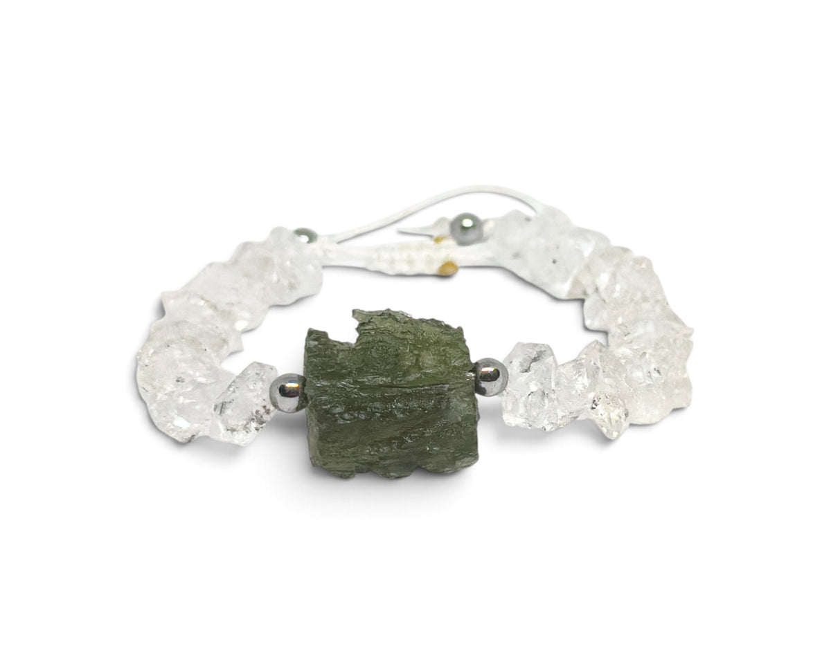 Moldavit-Herkimer karkötő (4,11gr)